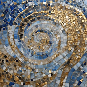 mosaic ceiling mosque country A spiral mosaic of blue and gold. The spiral mosaic is made of small pieces of agate and granite