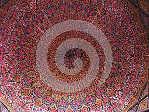 Mosaic ceiling of Nasir ol Molk Mosque, Shiraz, Iran