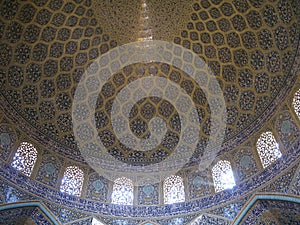 Mosaic ceiling of Sheikh Lotfollah Mosque, Shiraz, Iran