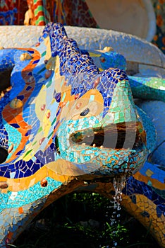 Mosaic chameleon in Park Guell photo