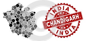 Mosaic Chandigarh City Map and Grunge Circle Watermark