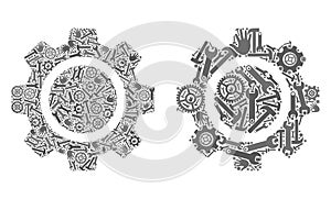 Mosaic Cog Wheel Icons of Repair Tools