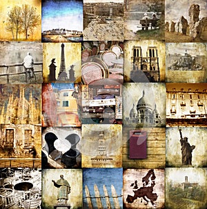 Mosaic collage of vintage images