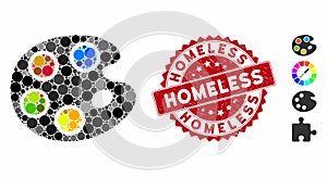 Mosaic Color Palette Icon with Textured Homeless Seal