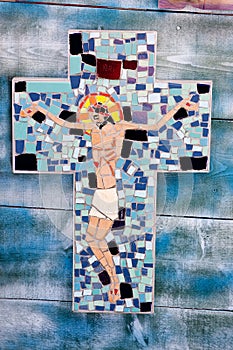 Mosaic cross with crucifix