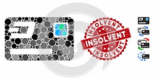 Mosaic Dash Credit Card Icon with Distress Insolvent Stamp