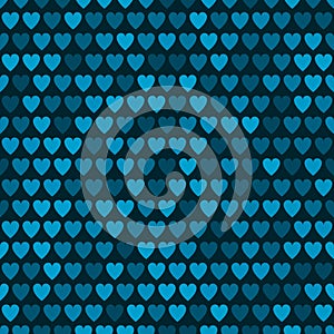 Mosaic denim blue heart pattern. Decorative Vector texture for Valentines Day