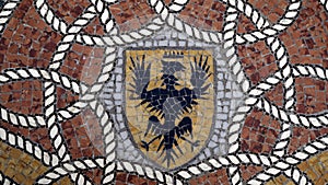 Mosaic detail on floor Vittorio Emanuele II Gallery. Milan. Italy