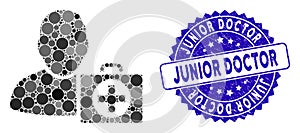 Collage Doctor Icon with Grunge Junior Doctor Stamp photo