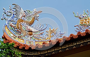 Mosaic dragon on the roof