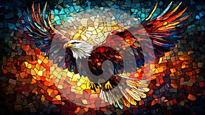 Mosaic Eagle Soaring Sunset, Freedom Artwork
