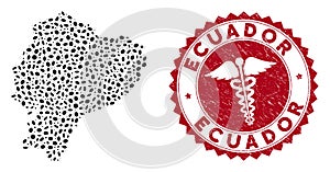 Mosaic Ecuador Map with Grunge Clinic Stamp