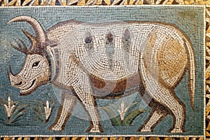 mosaic of an exotic animal, symbol of roman conquest