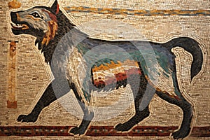 mosaic of an exotic animal, symbol of roman conquest