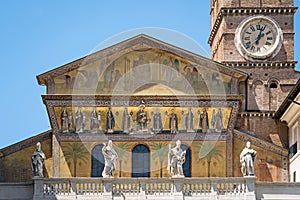 Mosaic on facade of Saint Mary in Trastevere Basilica. Rome, Italy