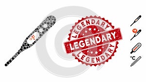 Mosaic Fahrenheit Thermometer Icon with Grunge Legendary Seal photo