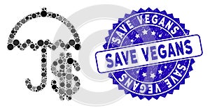 Mosaic Finance Protection Icon with Textured Save Vegans Seal