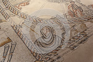 Mosaic floor of the ancient Synagogue at Tzipori National Park