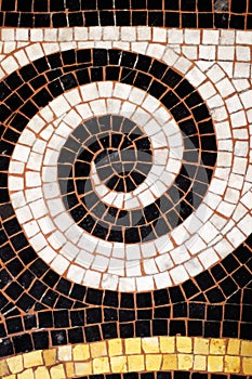 Mosaic floor background of Galerie Vivienne covered Passage in Paris