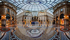 Mosaic Floor and Glass Dome in Galleria Vittorio Emanuele II in