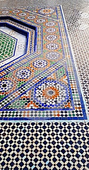 Mosaic floor in Morocco, bright colors