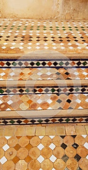 Mosaic floor in Morocco, bright colors