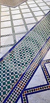 Mosaic floor in Morocco, bright colors