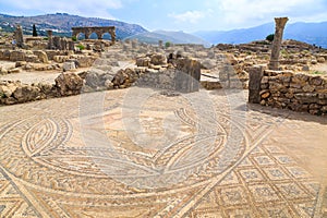 Mosaic floor at the ruins of Volubilis, ancient Roman city in Morocco