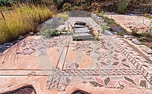 Mosaic flooring inside the ruins of the capital of the Messinian state