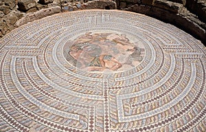 Mosaic floors - battle of Theseus and Minotaur in labyrinth,Cyprus