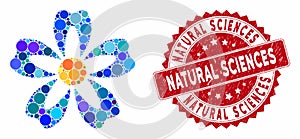 Mosaic Flower with Grunge Natural Sciences Stamp