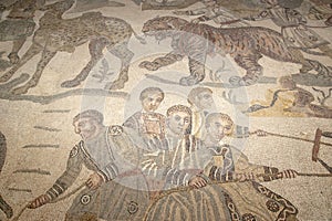 Mosaic fragment Roman Villa Romana del Casale, Sicily