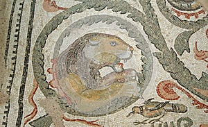 Mosaic fragment Roman Villa Romana del Casale, Sicily