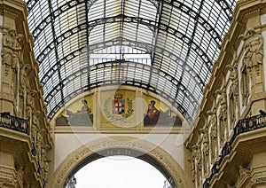 Mosaic in the Galleria Vittorio Emanuele II in Milan, Italy`s oldest shopping mall.