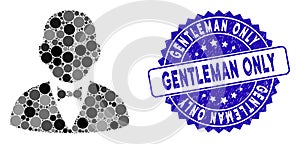 Mosaic Gentleman Icon with Grunge Gentleman Only Stamp