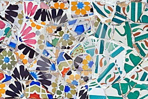 Mosaic in Guell park in Barcelona