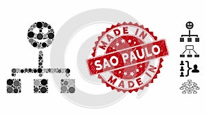 Mosaic Happy Hierarchy Icon with Textured Made in Sao Paulo Stamp photo