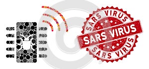 Mosaic Hardware Bug with Textured Sars Virus Stamp