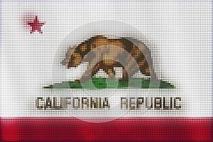 Mosaic heart tiles painting of California flag