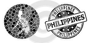 Mosaic Hole Circle Map of Philippines and Watermark Seal