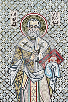 Mosaic icon of St. Nicholas the Wonderworker. Portrait