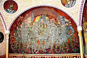 Mosaic inside the Mausoleum of heroes in Mateias, near Campulung