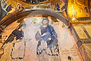 Mosaic interior in Chora church at Istanbul Turkey