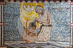 Mosaic Jesus baptism wall photo