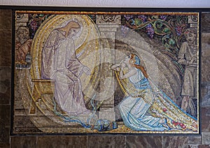 Mosaic of Jesus Christ forgiving the immoral woman, Amsterdam, The Netherlands