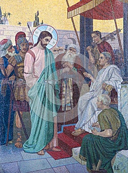 Mosaic of Jesus and Pontius Pilate on Good Friday