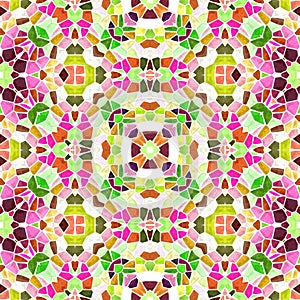 Mosaic kaleidoscope jewel seamless pattern background - full color rainbow spectrum colored with white grout - hot pink,