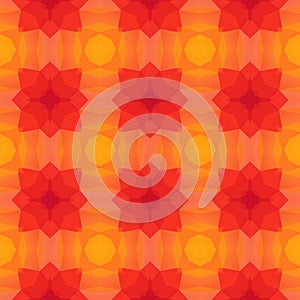 Mosaic kaleidoscope seamless texture background - vibrant red orange yellow colored