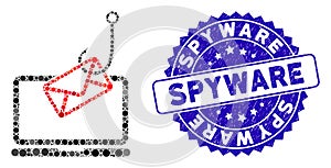Mosaic Laptop Mail Phishing Icon with Grunge Spyware Seal