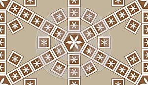 Mosaic Le Domus Romane brown flower inside seamless pattern photo